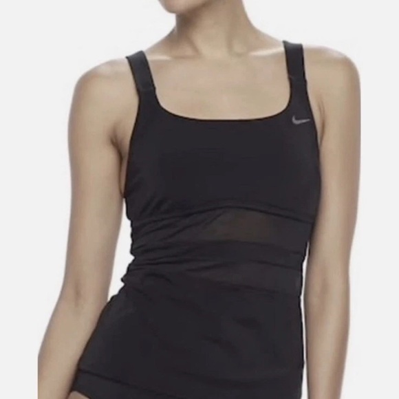 Nike Women's Black Racerback Swim Tankini with Bikini Bottoms NEW LARGE - Picture 1 of 6